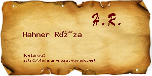 Hahner Róza névjegykártya